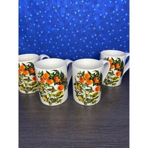 Portmeirion Botanic Garden Citrus Fruits Mugs Set of 4 England Ceramic Coffee Cu